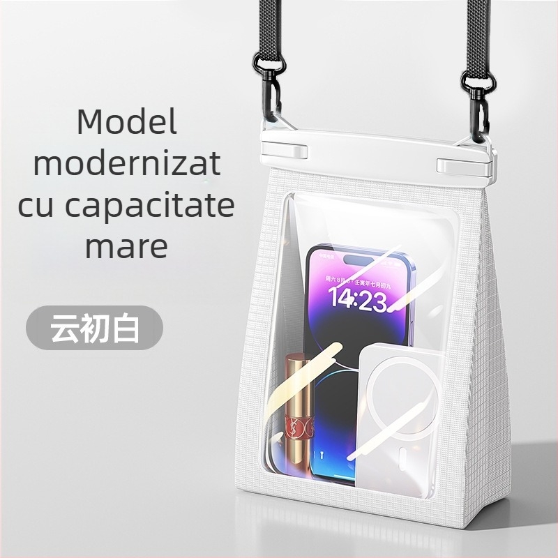 Geantă impermeabilă pentru telefon cu ecran tactil, capacitate mare, impermeabilitate nivel 8, pentru înot și rafting, geantă crossbody de depozitare pentru cosmetice