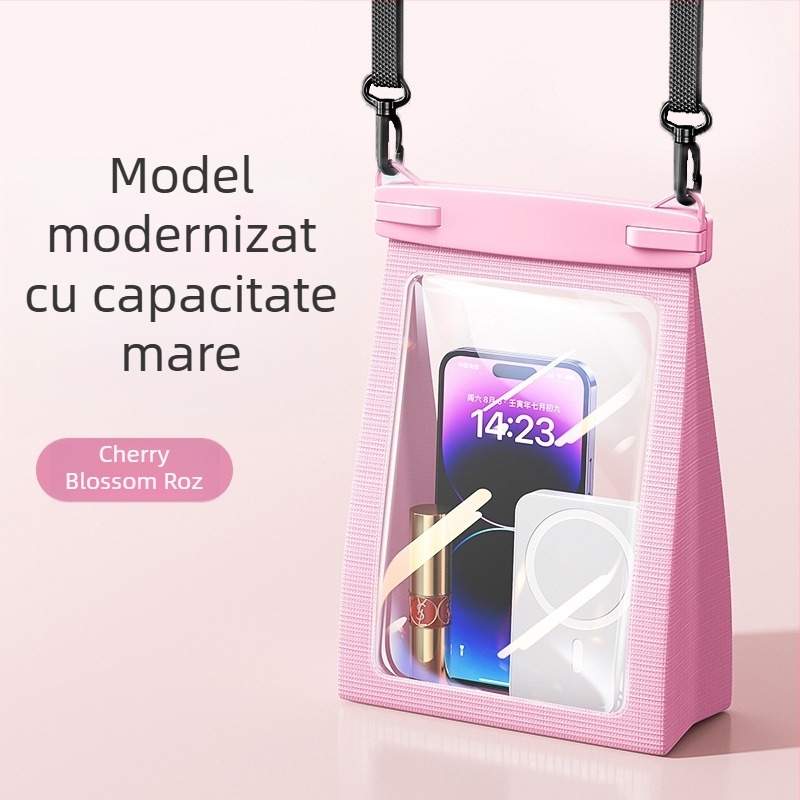 Geantă impermeabilă pentru telefon cu ecran tactil, capacitate mare, impermeabilitate nivel 8, pentru înot și rafting, geantă crossbody de depozitare pentru cosmetice