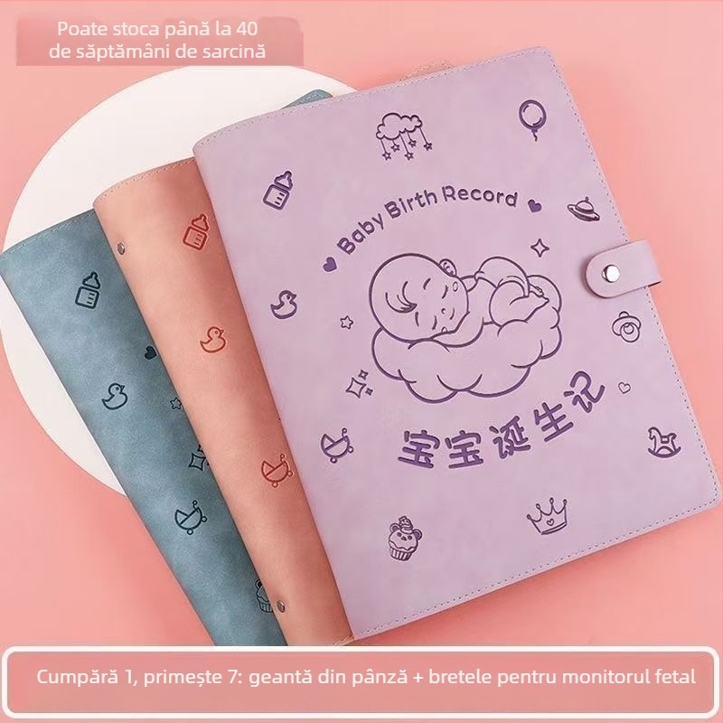 Carte de stocare a înregistrărilor de sarcină din piele, model Sleeping Baby Storage Book; 120 de pagini; grosime 1.5; grosime material 0.2; imprimare siglă disponibilă