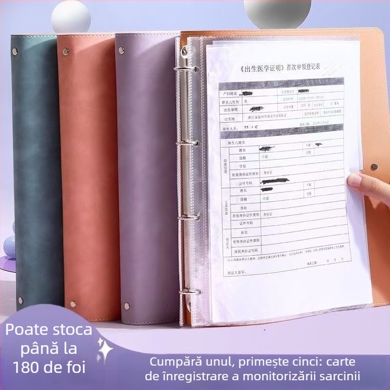 Carte de stocare a înregistrărilor de sarcină din piele, model Sleeping Baby Storage Book; 120 de pagini; grosime 1.5; grosime material 0.2; imprimare siglă disponibilă