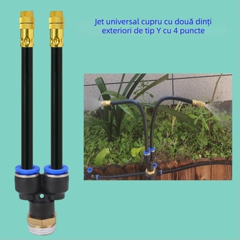 Sistem automat de udare cu microaspersie din cupru, duza Y cu două capete pivotante, filet exterior 1/4 inch