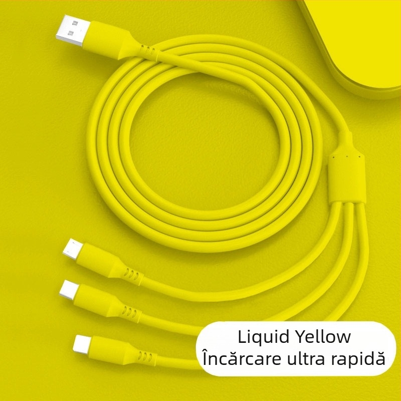 Cablu USB de încărcare împletit, 66W, 1 la 3 ieșiri, pentru Huawei și Apple