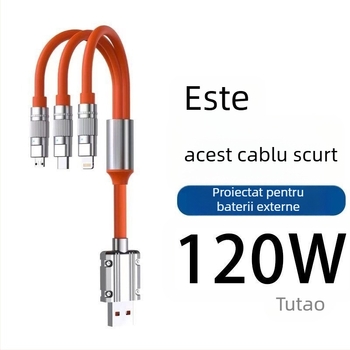 Cablu de date pentru Power Bank 120W încărcare rapidă, compatibil Apple, Huawei, Oppo, Xiaomi, Vivo