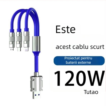 Cablu de date pentru Power Bank 120W încărcare rapidă, compatibil Apple, Huawei, Oppo, Xiaomi, Vivo