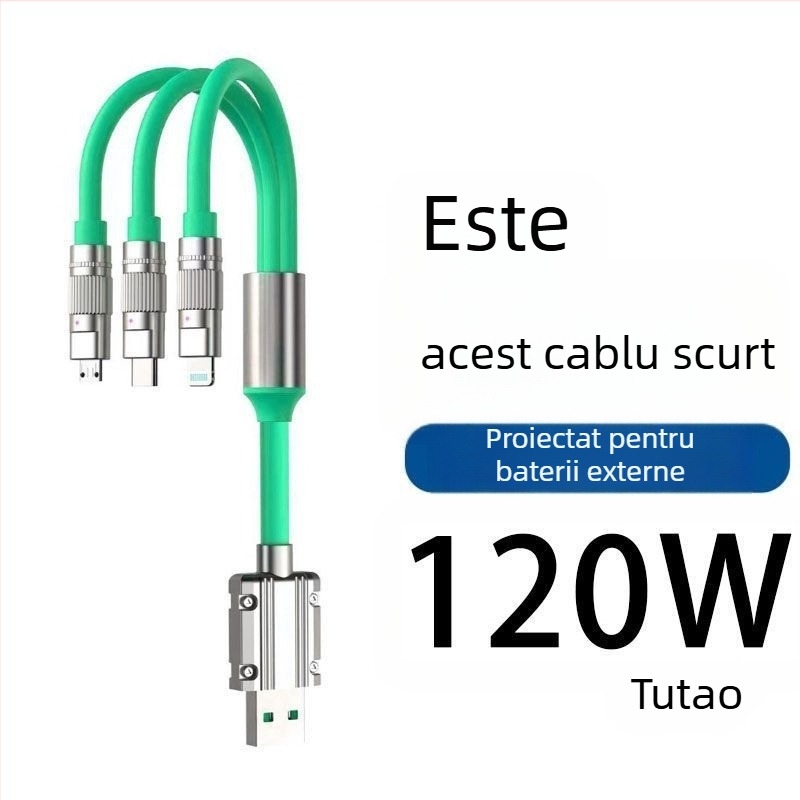 Cablu de date pentru Power Bank 120W încărcare rapidă, compatibil Apple, Huawei, Oppo, Xiaomi, Vivo