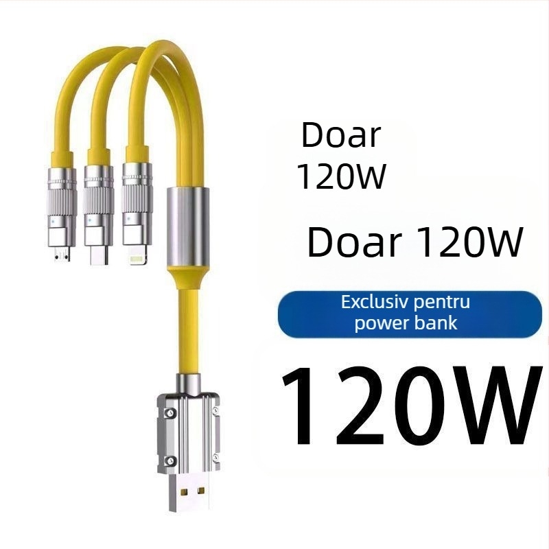 Cablu de date pentru Power Bank 120W încărcare rapidă, compatibil Apple, Huawei, Oppo, Xiaomi, Vivo