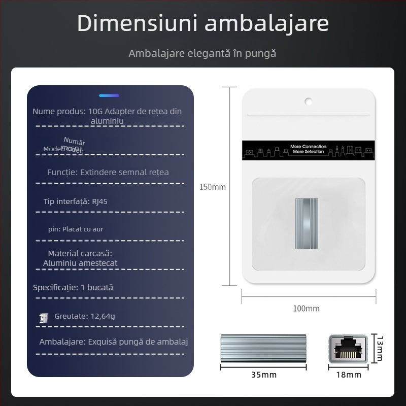 FG01 Conector RJ45 Cat5e ecranat, drept, cu capete duble
