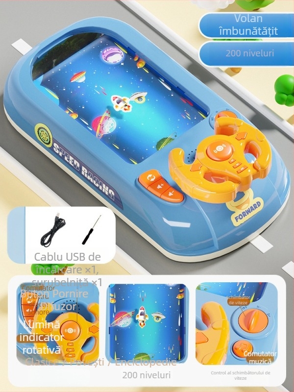Volan de conducere pentru joc de mașină – jucărie educativă interactivă din plastic pentru copii 4–6 ani