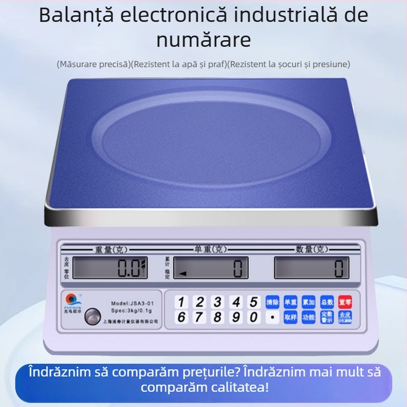 Pu Chun Jsa Series cântar electronic industrial – înaltă precizie la cântărire și numărare, capacitate 30 kg, alimentare reîncărcabilă sau conectare la priză
