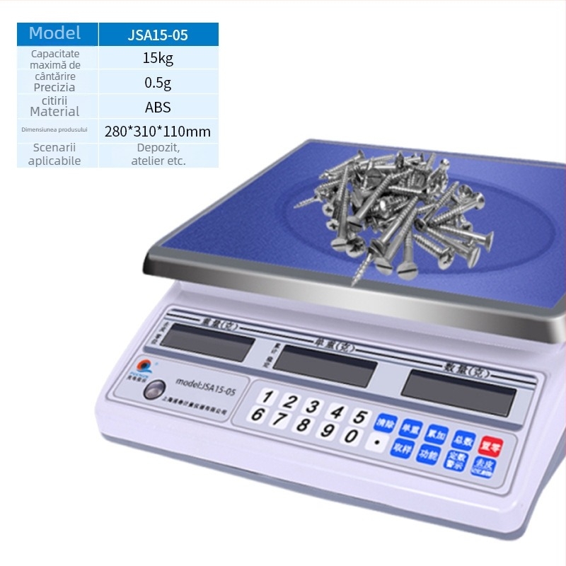 Pu Chun Jsa Series cântar electronic industrial – înaltă precizie la cântărire și numărare, capacitate 30 kg, alimentare reîncărcabilă sau conectare la priză