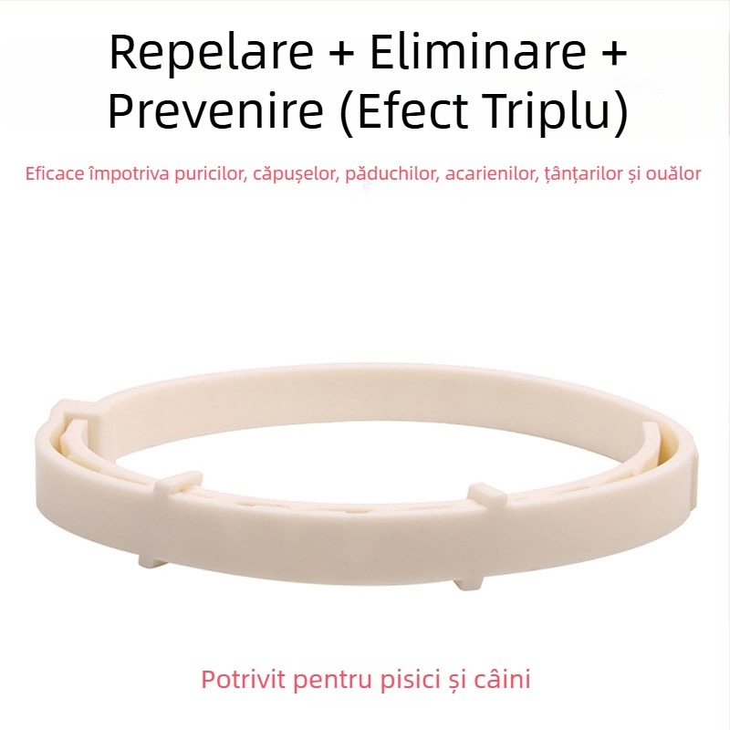 Colier antiparazitar pentru animale de companie – pentru câini și pisici, protecție împotriva puricilor, căpușelor și acarilor; repelent pentru insecte și țânțari