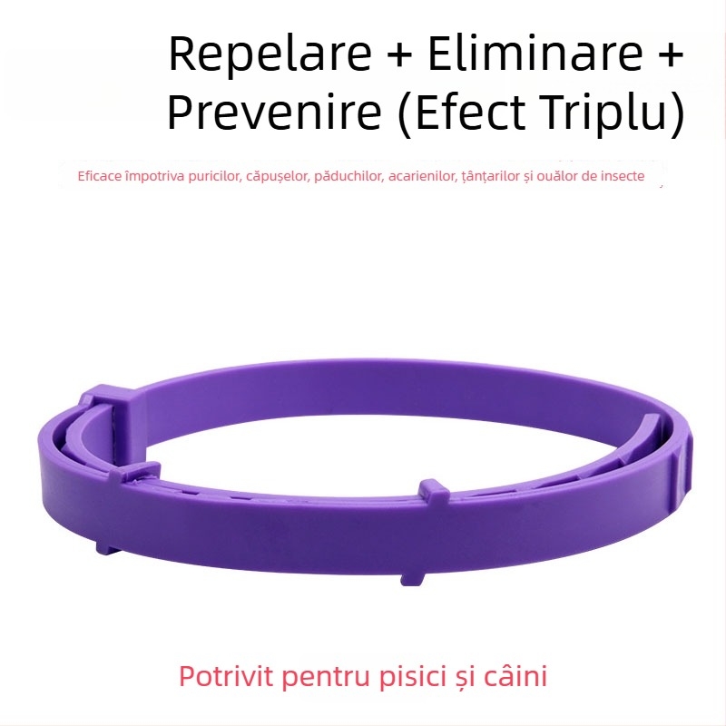 Colier antiparazitar pentru animale de companie – pentru câini și pisici, protecție împotriva puricilor, căpușelor și acarilor; repelent pentru insecte și țânțari