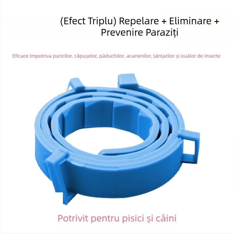 Colier antiparazitar pentru animale de companie – pentru câini și pisici, protecție împotriva puricilor, căpușelor și acarilor; repelent pentru insecte și țânțari