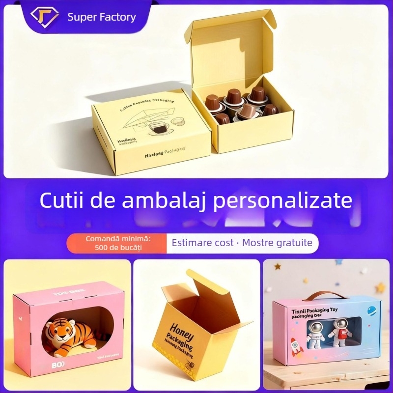 Cutie personalizată de ambalaj din carton kraft, cu design pliabil, 350 gsm, ștanțare cu căldură, ștanțare argintie, imprimare UV și embosare — Tianli