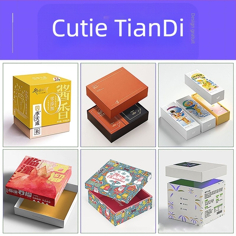 Cutie personalizată de ambalaj din carton kraft, cu design pliabil, 350 gsm, ștanțare cu căldură, ștanțare argintie, imprimare UV și embosare — Tianli
