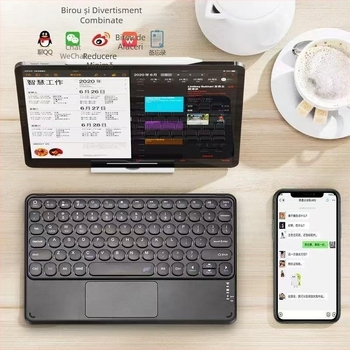 Tastatură Bluetooth wireless cu touchpad, compatibilă cu iPad, tablete și telefoane Huawei și Xiaomi