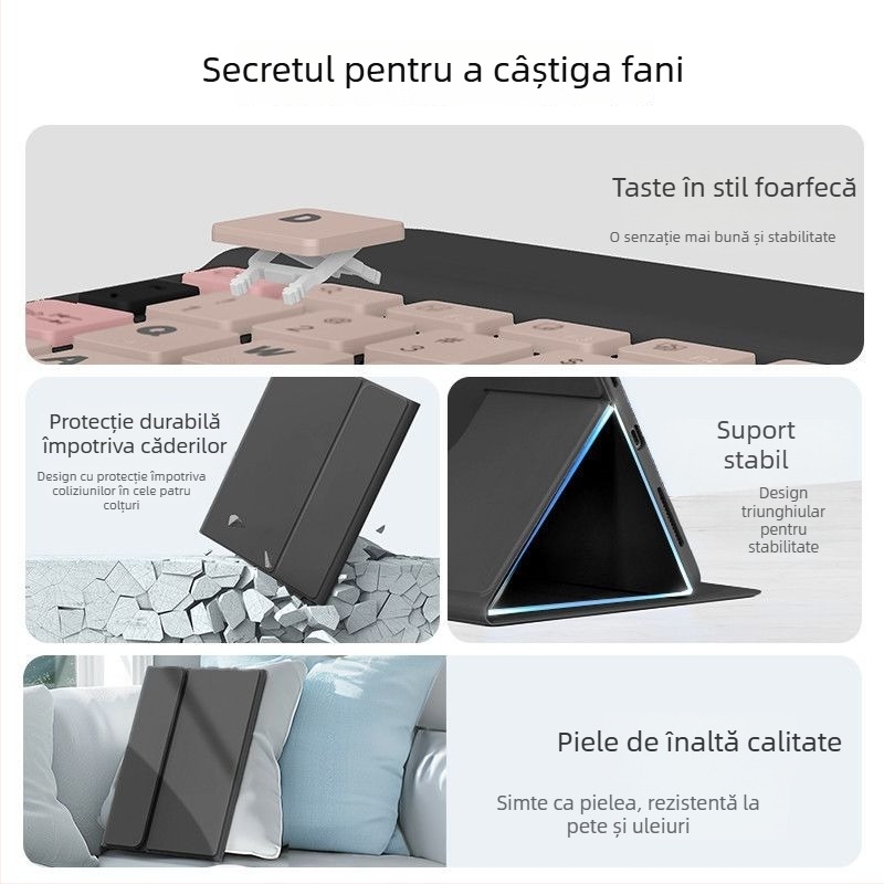 Husă protecție cu tastatură pentru Apple iPad Pro 11, tastatură numerică de 11 taste, Bluetooth, design desen animat