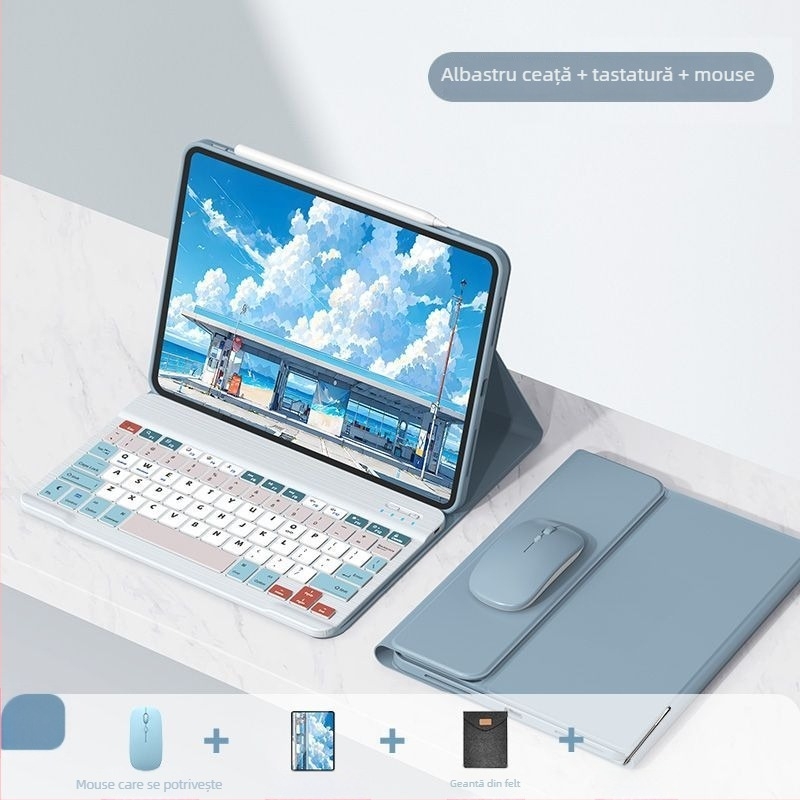 Husă protecție cu tastatură pentru Apple iPad Pro 11, tastatură numerică de 11 taste, Bluetooth, design desen animat