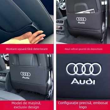 Panouri de protecție pentru scaunele Audi – Anti-kick, piele microfibră, umplutură din burete, logo tipărit, pentru toate anotimpurile, stil minimalist