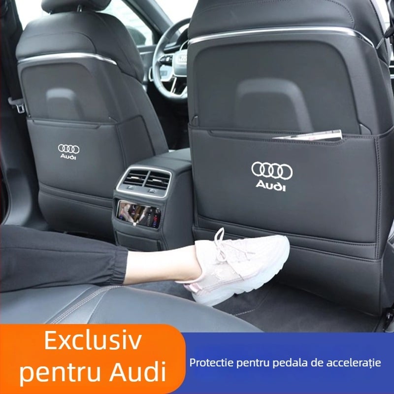 Panouri de protecție pentru scaunele Audi – Anti-kick, piele microfibră, umplutură din burete, logo tipărit, pentru toate anotimpurile, stil minimalist