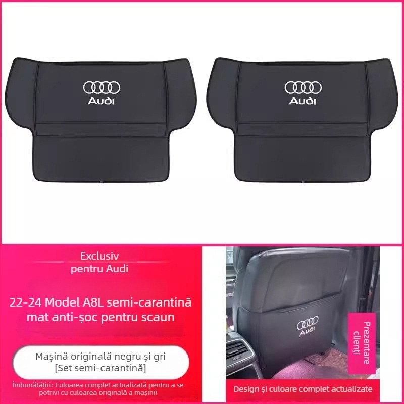 Panouri de protecție pentru scaunele Audi – Anti-kick, piele microfibră, umplutură din burete, logo tipărit, pentru toate anotimpurile, stil minimalist