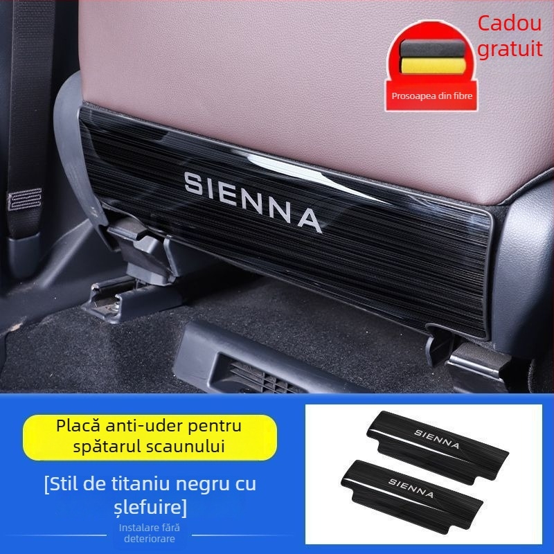 Pad protector pentru scaunul din spate împotriva loviturilor pentru Toyota Sienna — oțel inoxidabil, stil minimalist, pentru toate sezoanele
