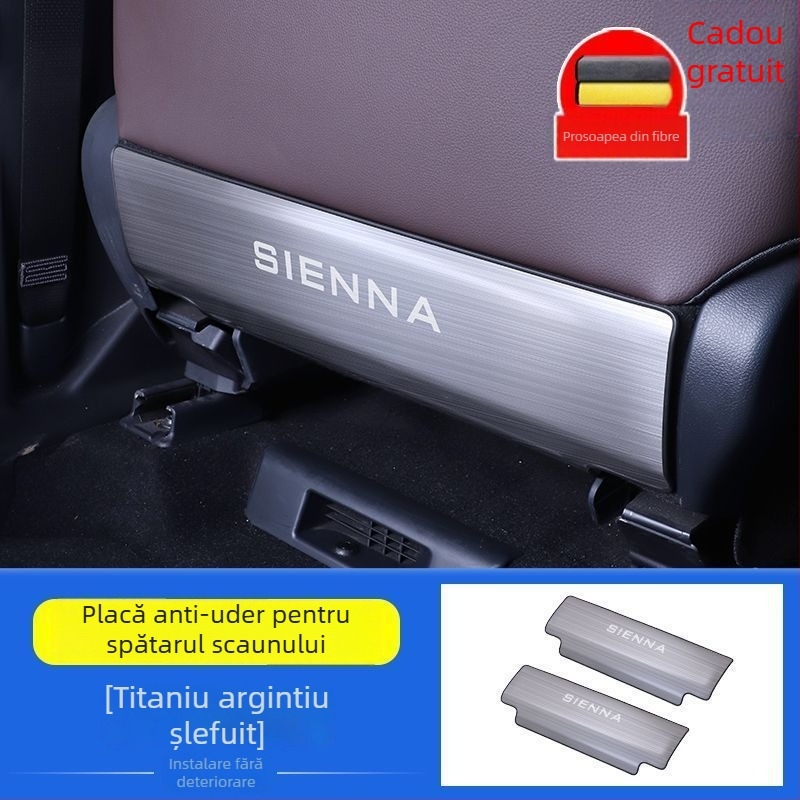 Pad protector pentru scaunul din spate împotriva loviturilor pentru Toyota Sienna — oțel inoxidabil, stil minimalist, pentru toate sezoanele