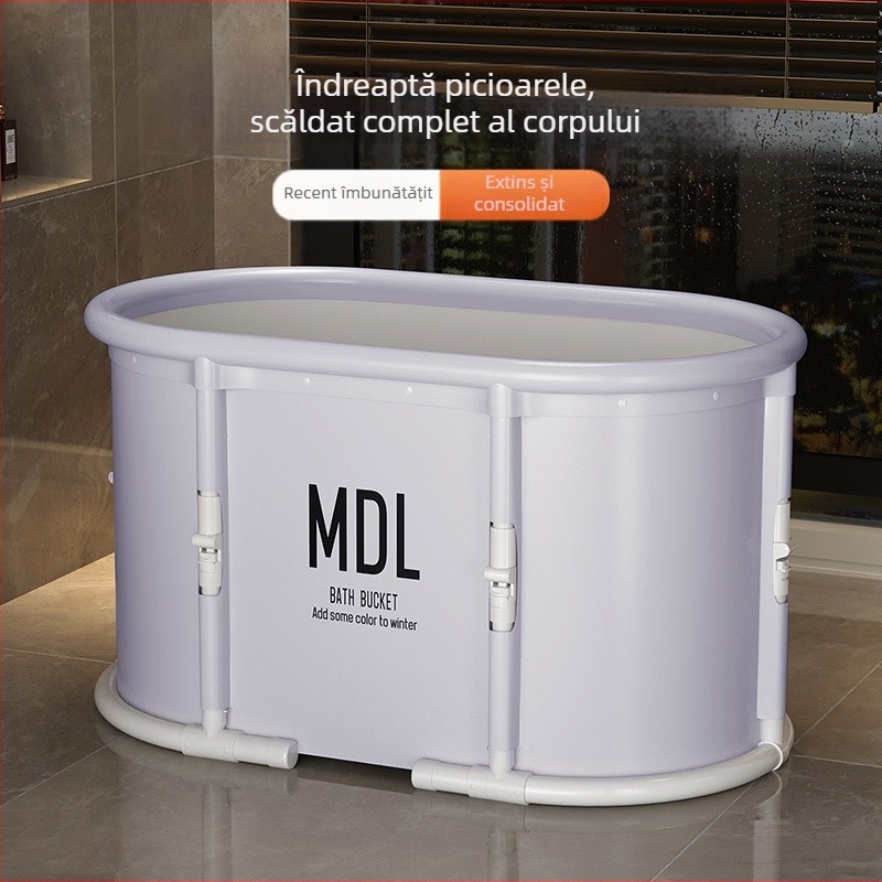 Găleată de baie pliabilă pentru adulți – fără montaj, pliere cu un singur clic, pentru întregul corp, PVC + pânză din nailon, origine Shandong