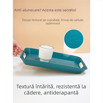 Tavă de servire dreptunghiulară din plastic cu mâner, anti-alunecare, design îngroșat, stil Nordic simplu, pentru restaurante și hoteluri