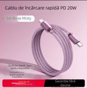 Toocki cablu date USB-C PD20W din aliaj de aluminiu, cap unic, încărcare rapidă