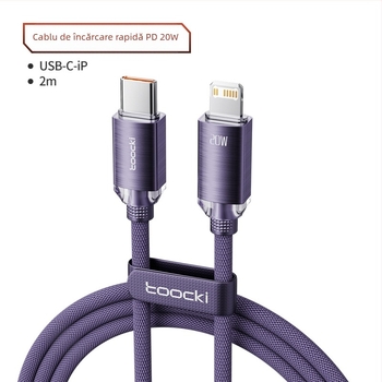 Toocki cablu date USB-C PD20W din aliaj de aluminiu, cap unic, încărcare rapidă