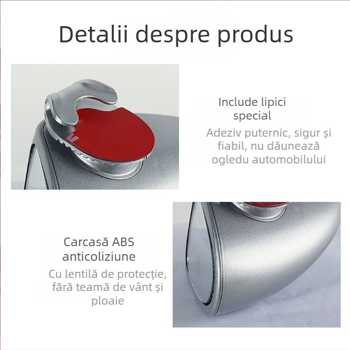 Oglindă retrovizoare rotundă, cu unghi larg pentru unghiuri moarte, asistență la mers înapoi, oglindă reglabilă cu două fețe - Shuoqi