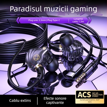 Căști in-ear cu fir, cu mufe USB-C și 3,5 mm (microfon încorporat, 20–20000 Hz, cablu de 1,5–2,5 m)