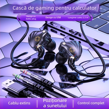 Căști in-ear cu fir, cu mufe USB-C și 3,5 mm (microfon încorporat, 20–20000 Hz, cablu de 1,5–2,5 m)