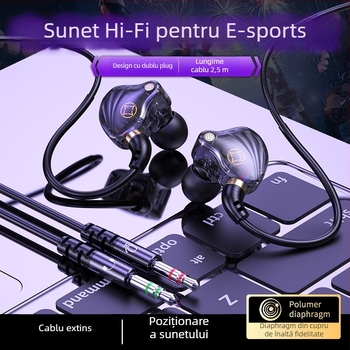 Căști in-ear cu fir, cu mufe USB-C și 3,5 mm (microfon încorporat, 20–20000 Hz, cablu de 1,5–2,5 m)