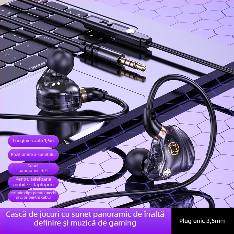 Căști in-ear cu fir, cu mufe USB-C și 3,5 mm (microfon încorporat, 20–20000 Hz, cablu de 1,5–2,5 m)