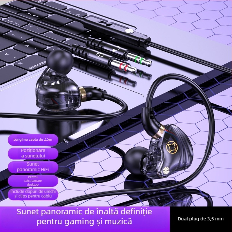 Căști in-ear cu fir, cu mufe USB-C și 3,5 mm (microfon încorporat, 20–20000 Hz, cablu de 1,5–2,5 m)