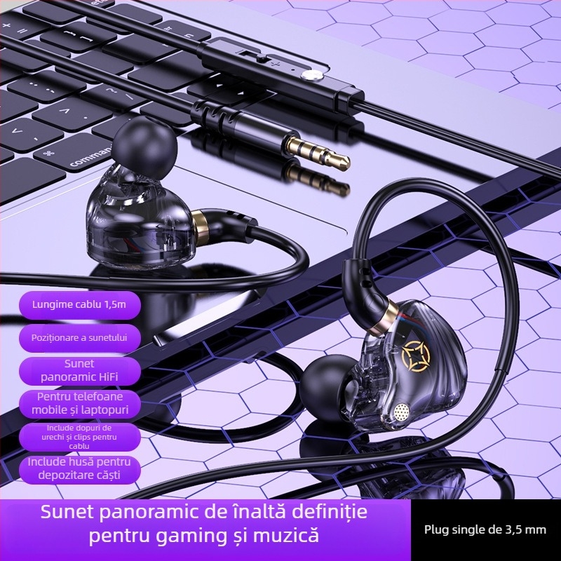 Căști in-ear cu fir, cu mufe USB-C și 3,5 mm (microfon încorporat, 20–20000 Hz, cablu de 1,5–2,5 m)