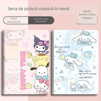 Carcasă protecție din silicon pentru seria iPad Air – design cartoon, stil all-inclusive, rezistentă la șocuri, anti-cădere, atracție magnetică; suport mod somn