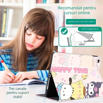 Carcasă protecție din silicon pentru seria iPad Air – design cartoon, stil all-inclusive, rezistentă la șocuri, anti-cădere, atracție magnetică; suport mod somn