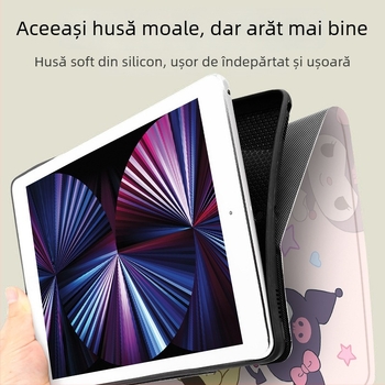 Carcasă protecție din silicon pentru seria iPad Air – design cartoon, stil all-inclusive, rezistentă la șocuri, anti-cădere, atracție magnetică; suport mod somn
