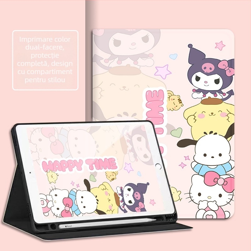 Carcasă protecție din silicon pentru seria iPad Air – design cartoon, stil all-inclusive, rezistentă la șocuri, anti-cădere, atracție magnetică; suport mod somn