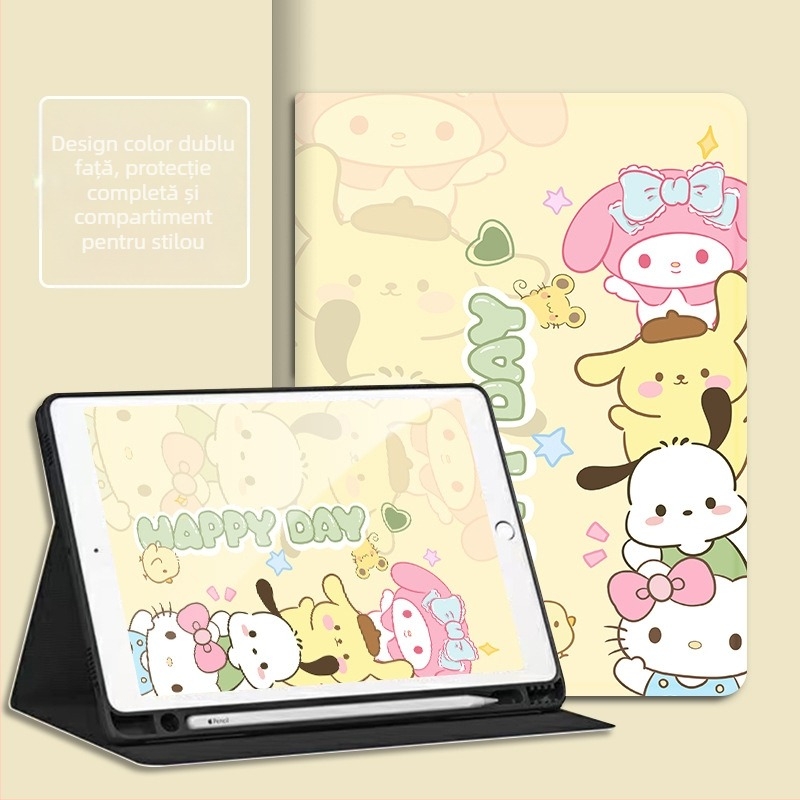 Carcasă protecție din silicon pentru seria iPad Air – design cartoon, stil all-inclusive, rezistentă la șocuri, anti-cădere, atracție magnetică; suport mod somn