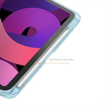 Husă pentru iPad din piele sintetică, design tri-fold, două în unu, slot pentru stilou, protecție anti-cădere