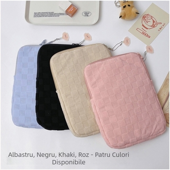 Husă de protecție pentru laptop și iPad, cu model în pătrate, respirabilă, rezistentă la uzură, anti-furt, țesătură de bumbac