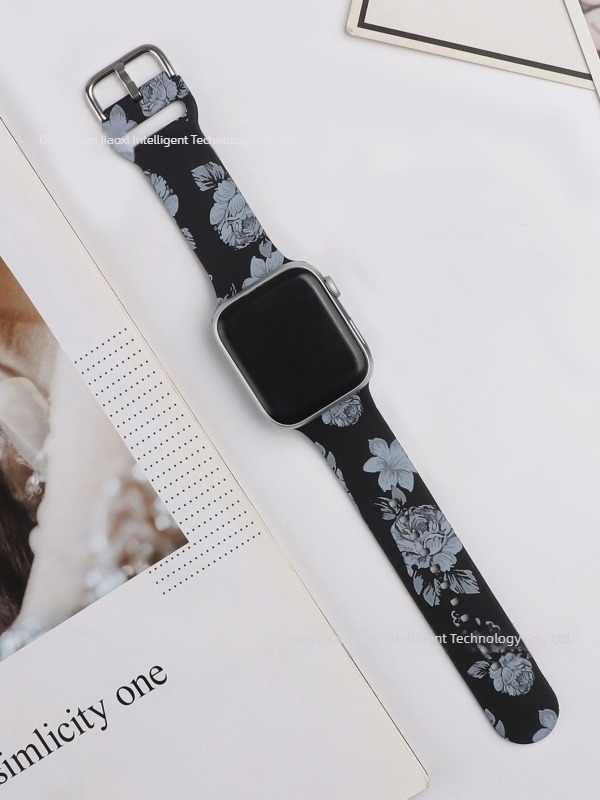 Brățară din silicon pentru Apple Watch, imprimeu leopard, cataramă cu pin, compatibilă Apple Watch