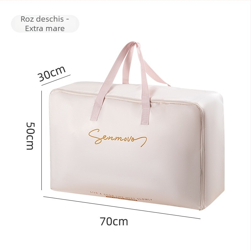 Geantă de depozitare pentru pături, satin dublu-strat, în stil geantă de mână, organizator multifuncțional pentru dormitor – păturile și haine