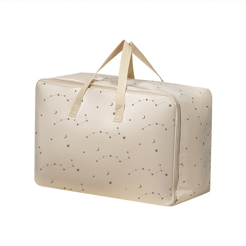 Geantă de depozitare pentru pături, satin dublu-strat, în stil geantă de mână, organizator multifuncțional pentru dormitor – păturile și haine