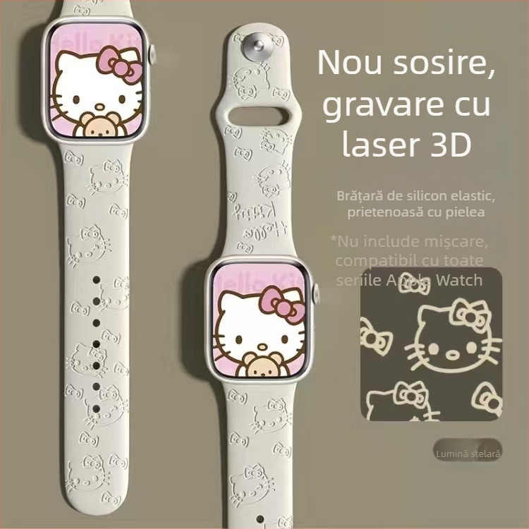 Brățară din silicon JBL pentru Apple Watch, gravură laser și imprimare a mărcii, închidere tip snap
