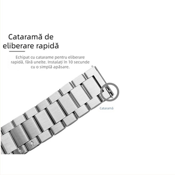 Brățară din oțel inoxidabil cu trei mărgele, compatibilă cu Apple Watch 8/SE și Huawei GT, lățime 20mm/22mm, Cataramă